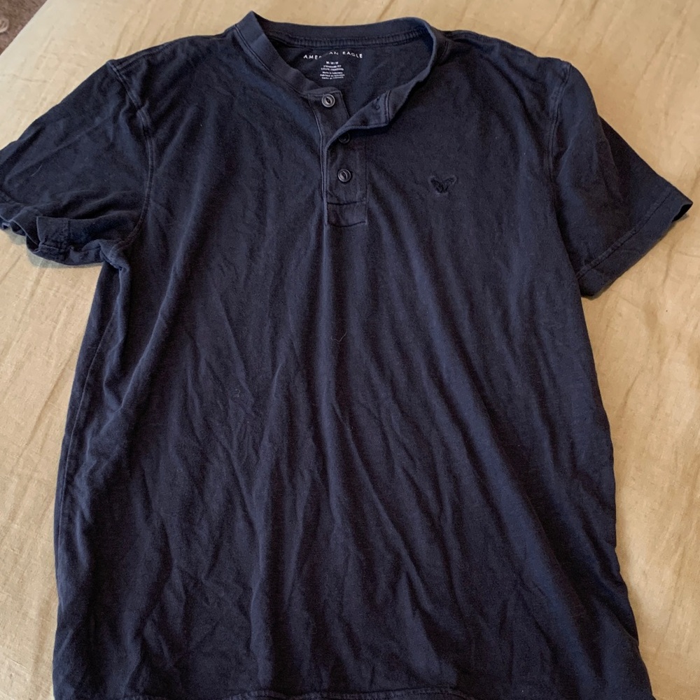 American Eagle Outfitters Black Casual Button Down Shirt